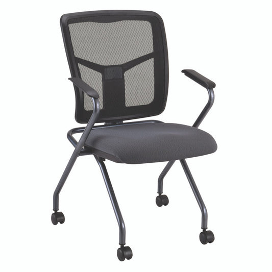 OSSN6955F Cool-Mesh Pro Mesh Back Nesting Chair with Upholstered Seat and Titanium Frame