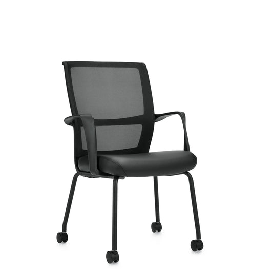 OTG 13050 Low Back Mesh Armchair w/ Luxhide Seat (Casters and Glides included)