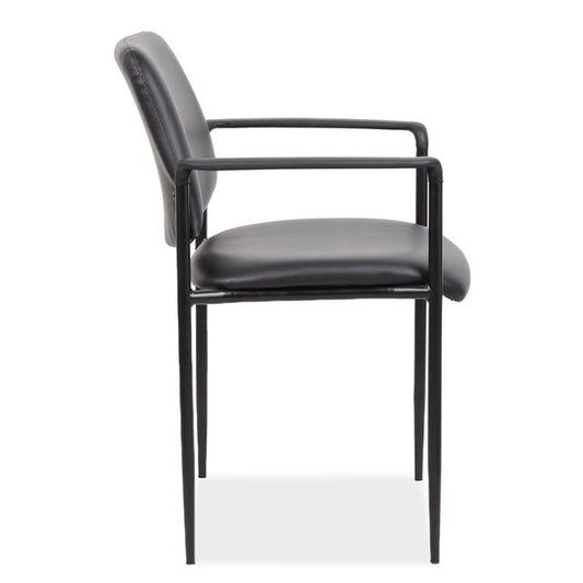Levy Collection Guest Stack Chair with Arms and Black Frame