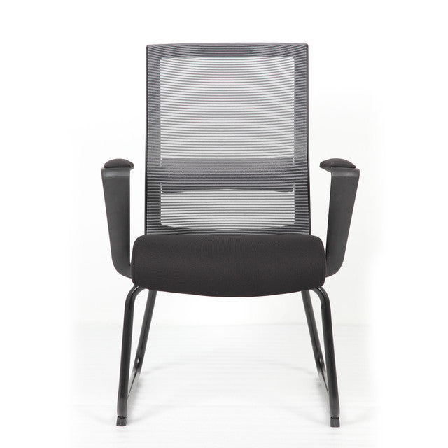 6569MBFBK Interchangeable Black Mesh Guest Chair with Sled Base