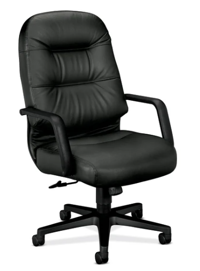 Executive High Back Pillow-Soft Chair in Black Leather