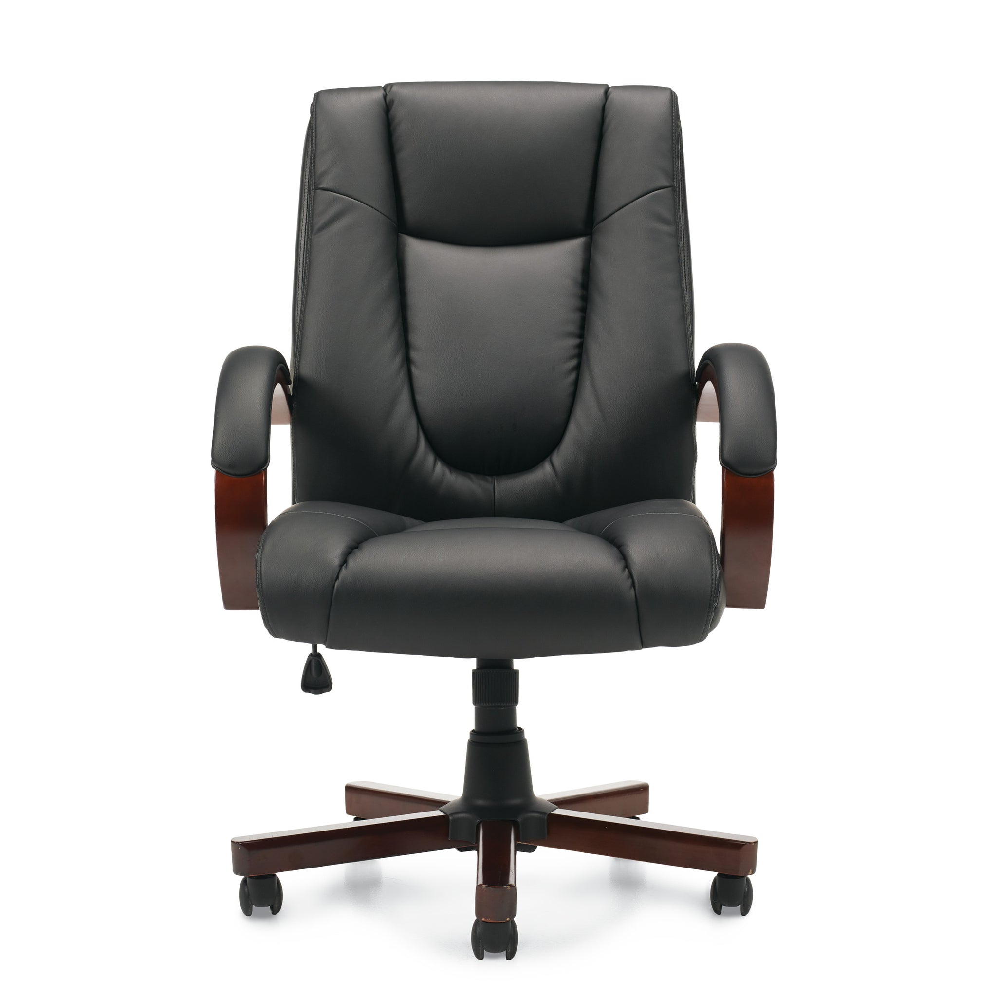 11300B Luxhide Tilter Chair w/ Wood Arms and Base