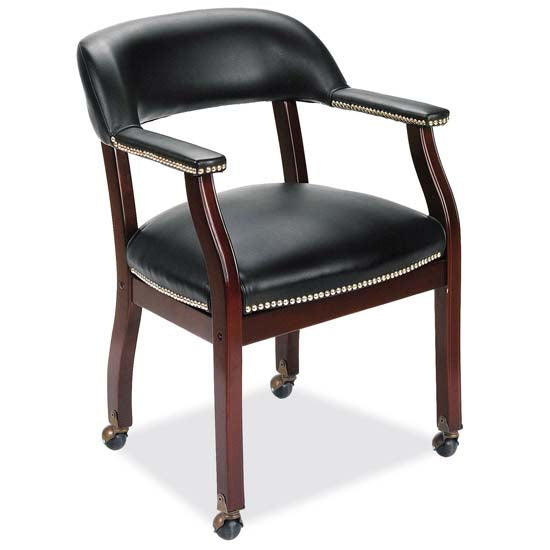 LANCASTER Traditional Guest Chair with Casters and Mahogany Frame