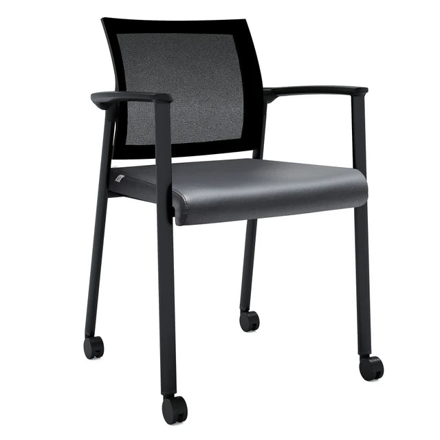 OSLO Mesh Back Stacking Guest Chair w/ Black Frame (Casters included)