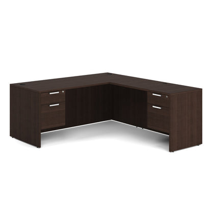 DBLHLOS105 L-Shape Desk with Two Hanging Box/File Pedestals 71"W x 77"D
