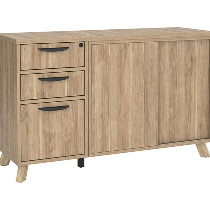 Flex Credenza with Pedestal and Cabinet