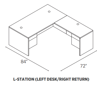 HON 10500 L-Shape Desk with Right Return 72"W x 84"D