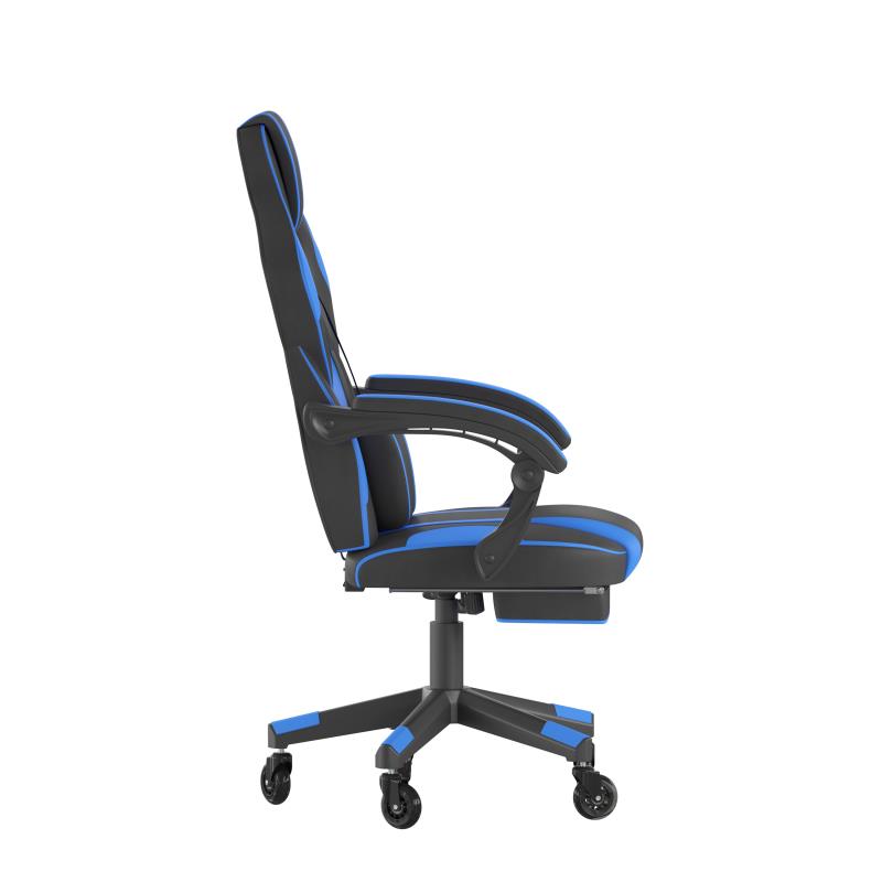 Gaming Chair Racing Computer Chair with Fully Reclining Back/Arms and Transparent Roller Wheels, Slide-Out Footrest