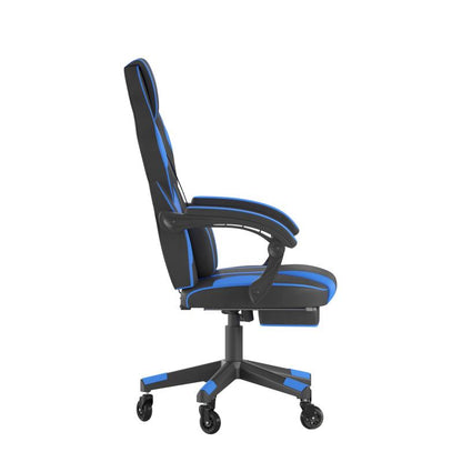 Gaming Chair Racing Computer Chair with Fully Reclining Back/Arms and Transparent Roller Wheels, Slide-Out Footrest