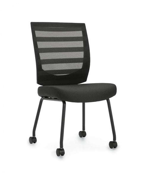 Armless Low Back Mesh Guest Chair (Casters and Glides included)