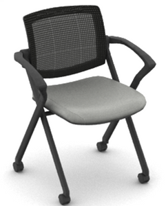 OTG11340B Mesh Back Flip Seat Nesting Chair with Vinyl Seat