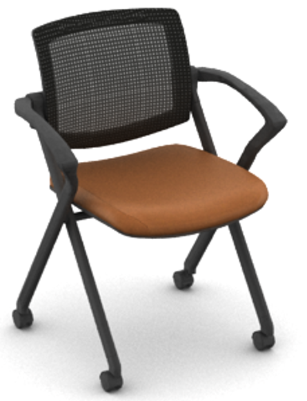 OTG11340B Mesh Back Flip Seat Nesting Chair with Vinyl Seat