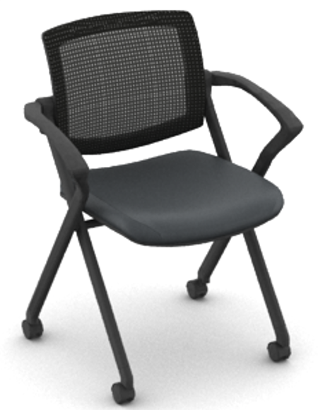 OTG11340B Mesh Back Flip Seat Nesting Chair with Vinyl Seat