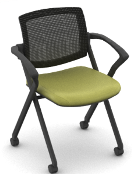 OTG11340B Mesh Back Flip Seat Nesting Chair with Vinyl Seat