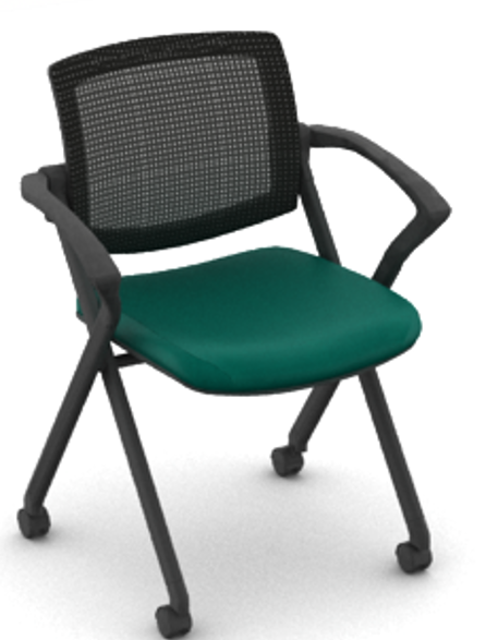 OTG11340B Mesh Back Flip Seat Nesting Chair with Vinyl Seat