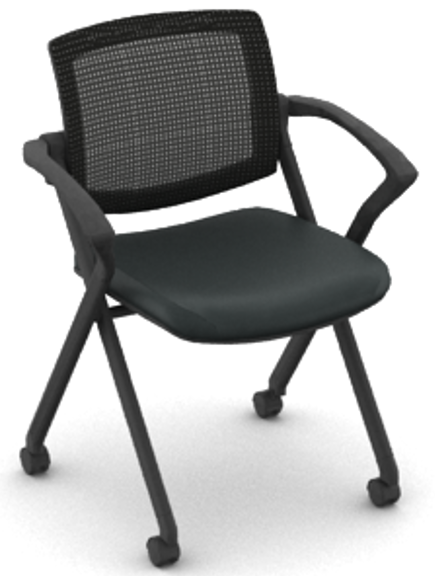 OTG11340B Mesh Back Flip Seat Nesting Chair with Vinyl Seat