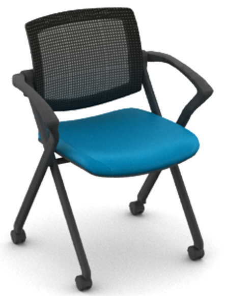 OTG11340B Mesh Back Flip Seat Nesting Chair with Vinyl Seat