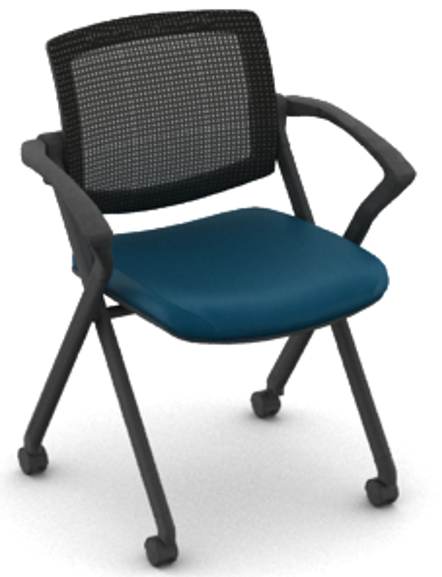 OTG11340B Mesh Back Flip Seat Nesting Chair with Vinyl Seat