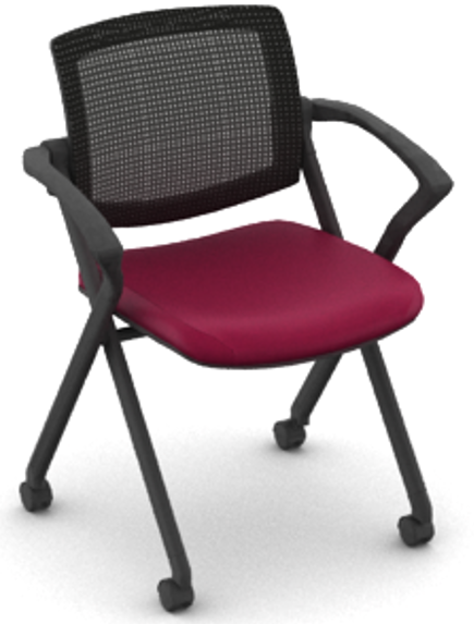 OTG11340B Mesh Back Flip Seat Nesting Chair with Vinyl Seat