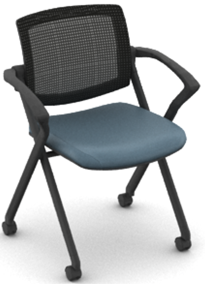 OTG11340B Mesh Back Flip Seat Nesting Chair with Vinyl Seat