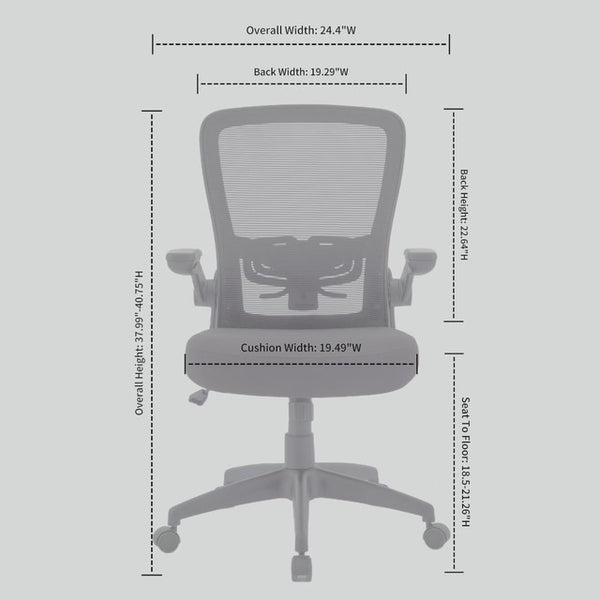 FINN Flip Arm Mesh Back Task Chair with Black Frame