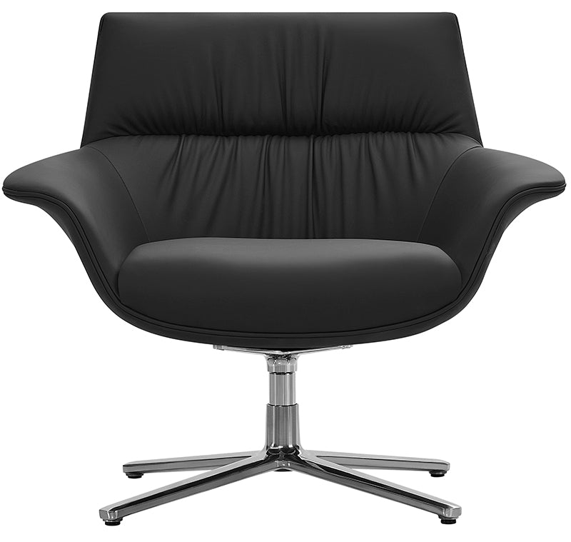 Black Leather Lounge Chair Mid Back