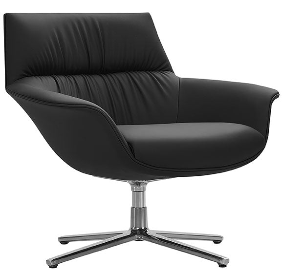 Black Leather Lounge Chair Mid Back