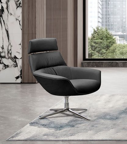 Black Leather Lounge Chair High Back