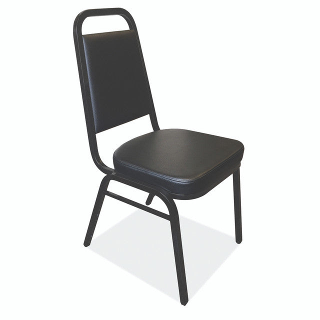 REESE Square Back Banquet Stacker Chair (Black Vinyl)