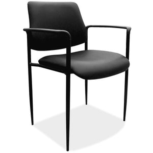 Levy Collection Guest Stack Chair with Arms and Black Frame