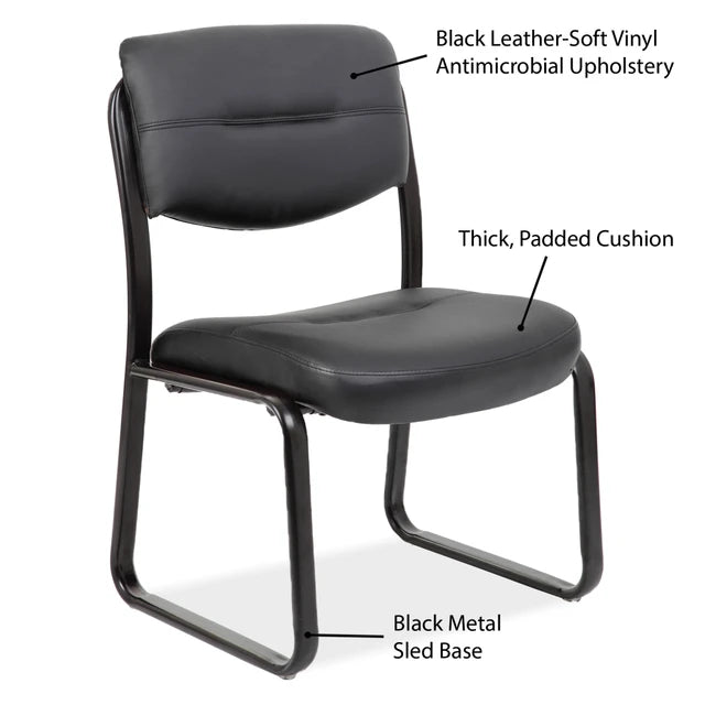 MERIT Armless Sled Base Guest Chair with Black Frame