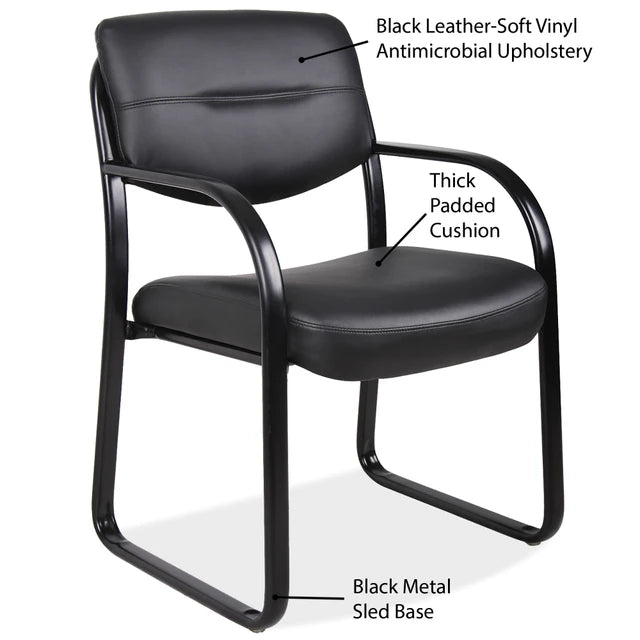 MERIT Sled Base Guest Chair with Arms and Black Frame