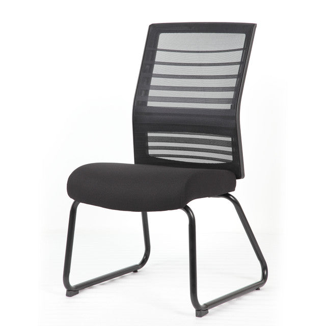 6569MBFBK Interchangeable Black Mesh Guest Chair with Sled Base