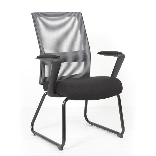 6569MBFBK Interchangeable Black Mesh Guest Chair with Sled Base