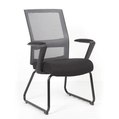 6569MBFBK Interchangeable Black Mesh Guest Chair with Sled Base