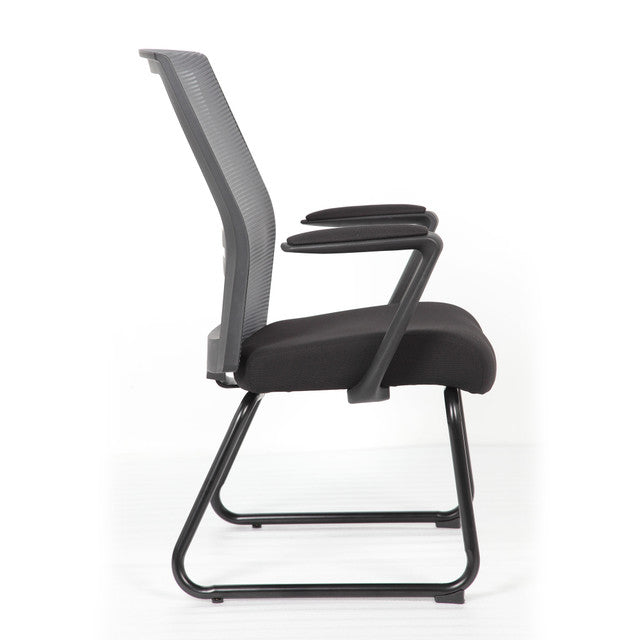 6569MBFBK Interchangeable Black Mesh Guest Chair with Sled Base