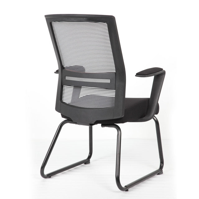 6569MBFBK Interchangeable Black Mesh Guest Chair with Sled Base
