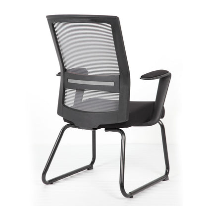 6569MBFBK Interchangeable Black Mesh Guest Chair with Sled Base