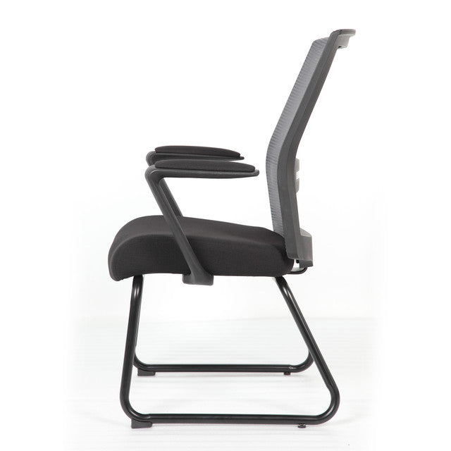 6569MBFBK Interchangeable Black Mesh Guest Chair with Sled Base