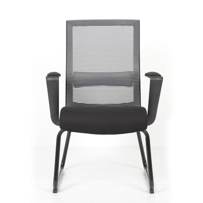 6569MBFBK Interchangeable Black Mesh Guest Chair with Sled Base