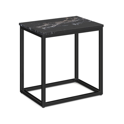 Lenox 22" x 16" Rectangular Quartz Top Side Table with Black Metal Base