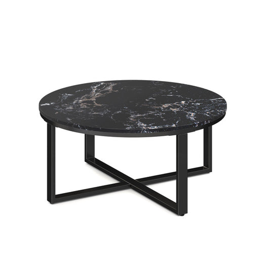 KORA 36" Round Occasional Table with Black Metal Base
