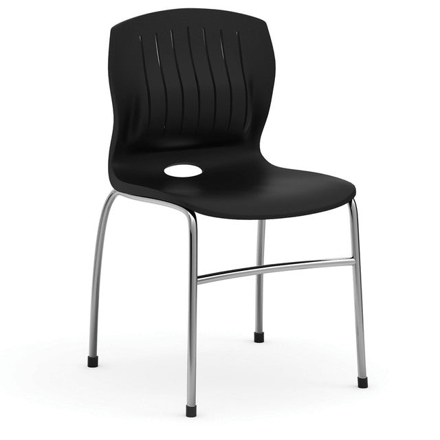 SLASH Armless Stacking Chair with Chrome Frame