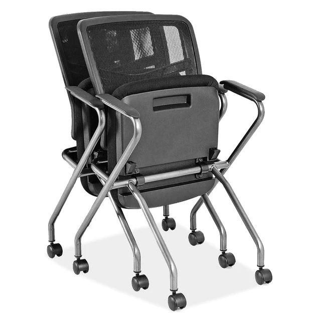 OSSN6955F Cool-Mesh Pro Mesh Back Nesting Chair with Upholstered Seat and Titanium Frame