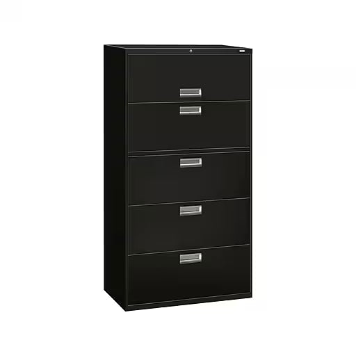 HON Brigade 600 Series Lateral File-5 Drawers-Aluminum Pull 36"W