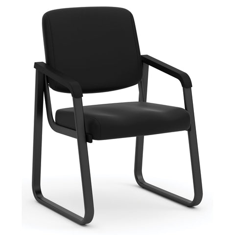 VALUE Sled Base Guest Chair with Antimicrobial Vinyl Upholstery and Black Frame
