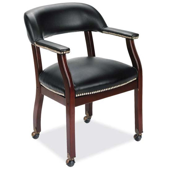 Traditional Guest Chair with Casters and Mahogany Frame